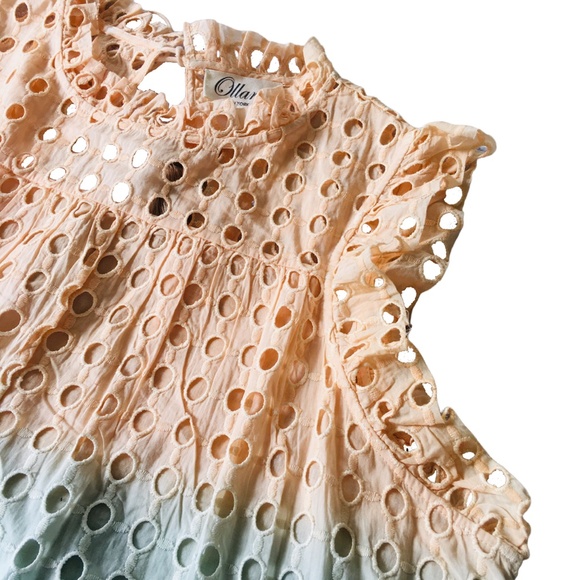 Ollari Ruffled Eyelet Tank Blouse Shirt XL Anthropologie - Picture 4 of 13